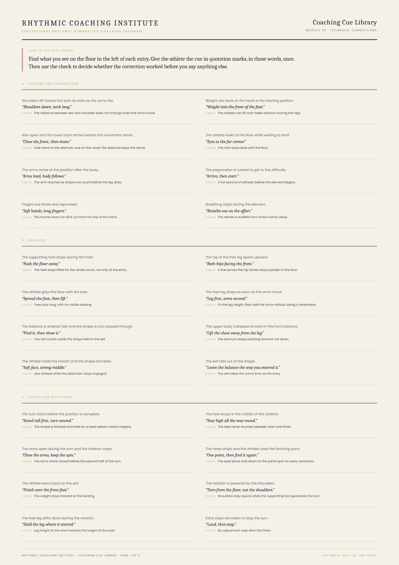 Coaching Cue Library